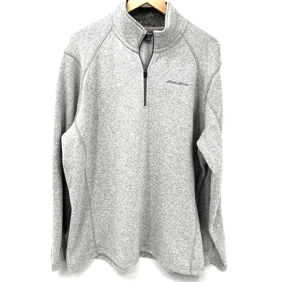 Eddie Bauer Jacket Mens XXL Fleece Pullover 1/4 Zip Gray Outdoor Classic - Picture 1 of 7